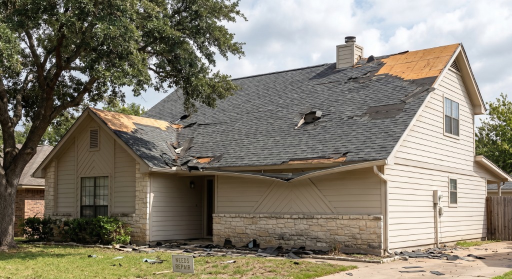 Old Damaged Roof before roof replacement Wellington FL